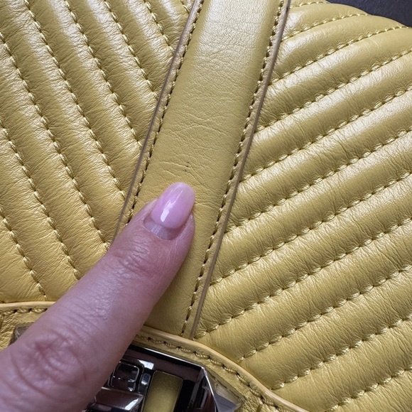 Rebecca Minkoff Chevron Quilted Small Love Crossbody Bag - Yellow Leather - EUC - Picture 3 of 11